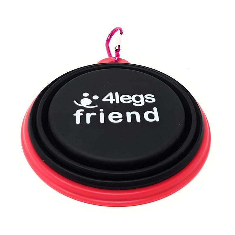 4LegsFriend Pet Bowls with Carabiner Clips | BPA Free Food Grade Silicon for Dog and Cat Expandable Travel Bowls Comes in 2 Sizes | Pop Out Dog Bowls Small Yellow + Black