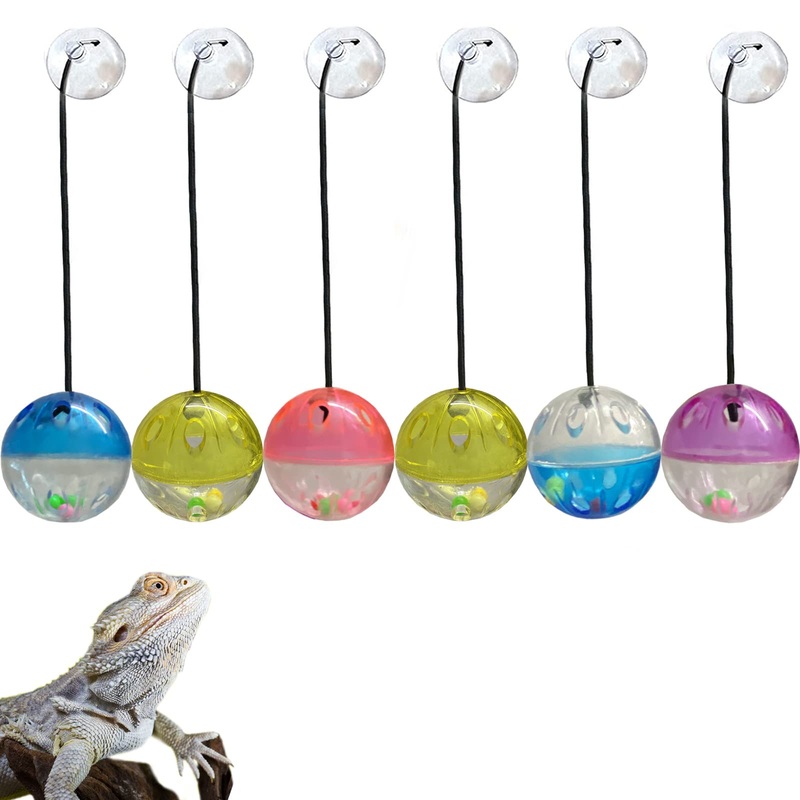 6 Pack Bearded Dragon Toys Balls Bell,Bearded Dragon Accessories,Fit for Lizard Small Reptile Habitat Terrarium Tank
