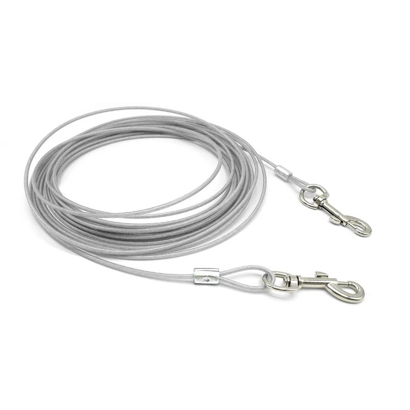 Berry Pet Premium 10’/16’/32′ Dog Tie-Out Cable – Heavy Duty Dogs Chain Leashes – Perfect Pets Lead for Small & Medium Size 10 foot White