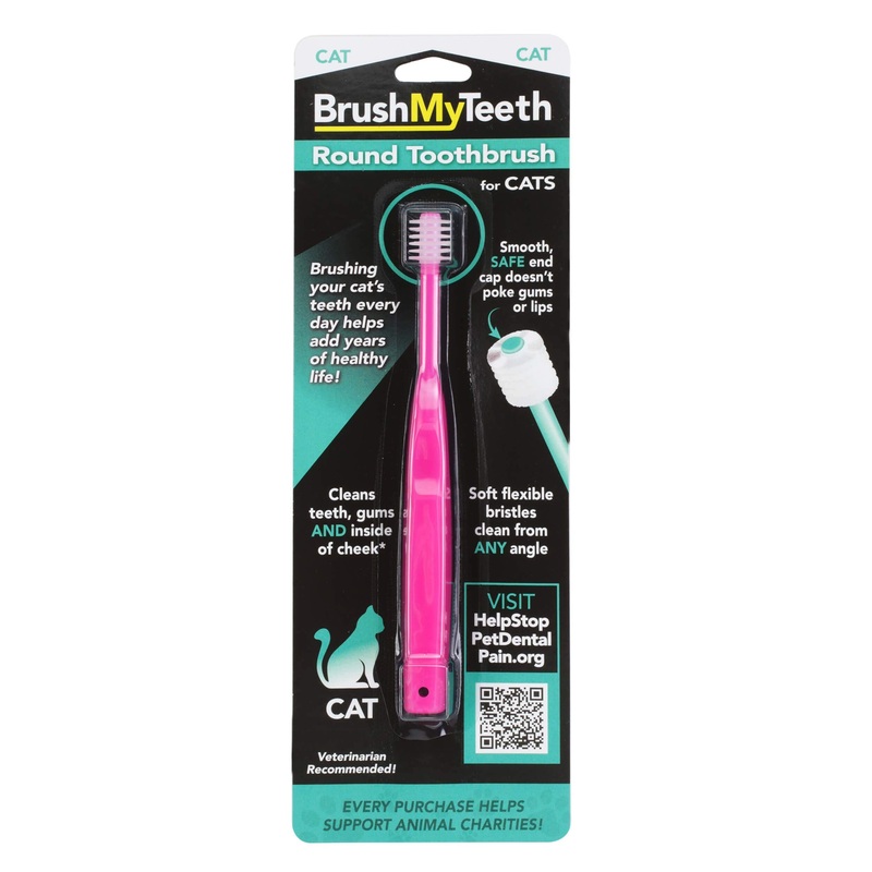 Brush My Teeth Cat Toothbrush – Round Soft Pet Tooth Brush – Soft Flexible Bristles for Safe and Gentle Brushing, Cat & Kitten Dental Care, Any Breed Cat, Daily Brushing Adds Years of Healthy Life