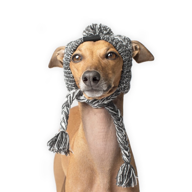 Canada Pooch Winter Dog Hat Pom Pom Hat Dog Beanie Knitted Warm Dog Hat for Small Medium Large Dogs L Charcoal