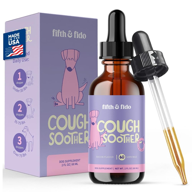 Dog Cough Treatment – Kennel Cough Treatment for Dogs – Gentle Dog Congestion Relief – Kennel Cough Treatment at Home – Natural Dog Cough Suppressant – Liquid Dog Cough Relief Bacon