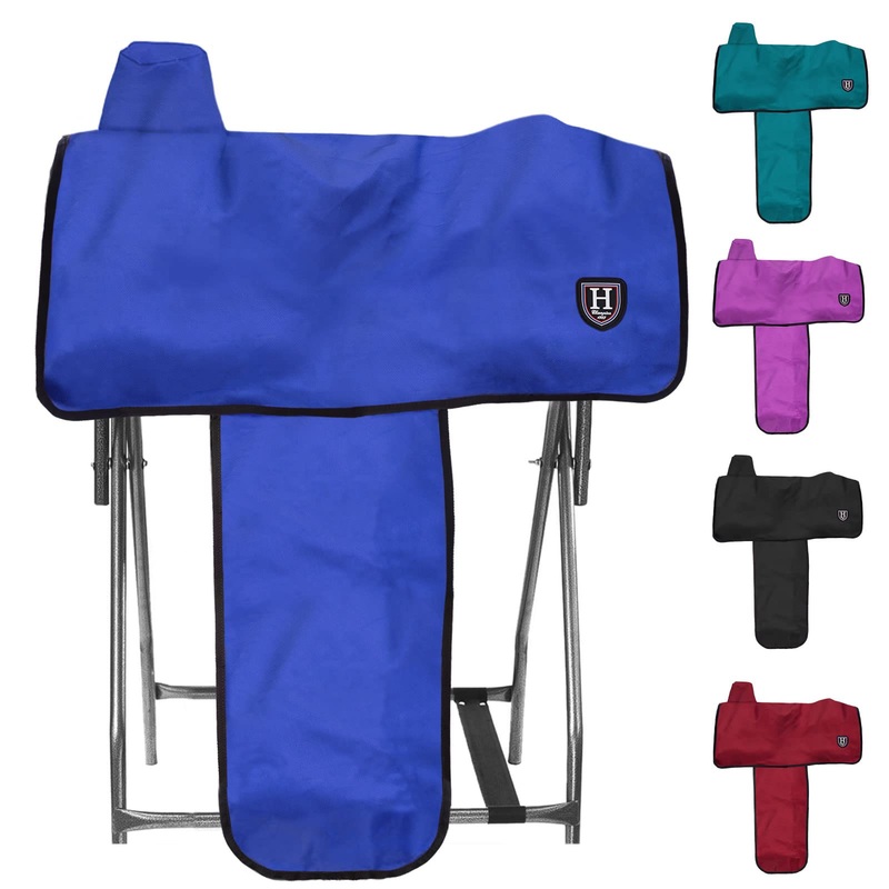 Harrison Howard 600 Denier Splash-Resistant Protective Saddle Cover Protection from Scratches, Direct Sunlight, and Dust/Debris Keeps Saddle in Pristine Condition-Blue