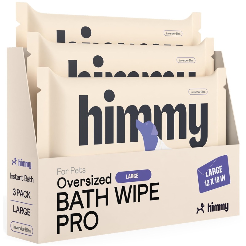 Himmy Large Pet Wipes for Dogs and Cats – 12″ x 18″ Bath Wipes for Cleaning, Deodorizing, Conditioning, Anti-Itch Grooming, Wet Dog Wipes for Paws, Butt, Ear, Eye, Face, Body Lavender