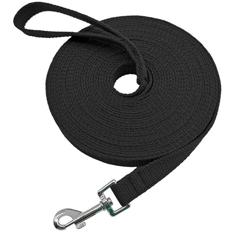 Hoanan Long Dog Leash 10FT/15FT/30FT, Thick Nylon Military Style Tactical Dog Leash for Strong Small Medium Large Dogs Training Exploring Playing Backyard 15 Foot (Pack of 1) black