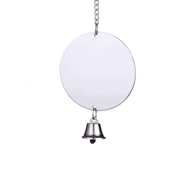 Hypeety Pet Bird Mirror Toy Swing Mirror with Bells Hanging Toy for Parakeet Cockatiel Conure Lovebirds Finch Canary Cage Swing Fun Play Toy Bird Mirror-1 bell