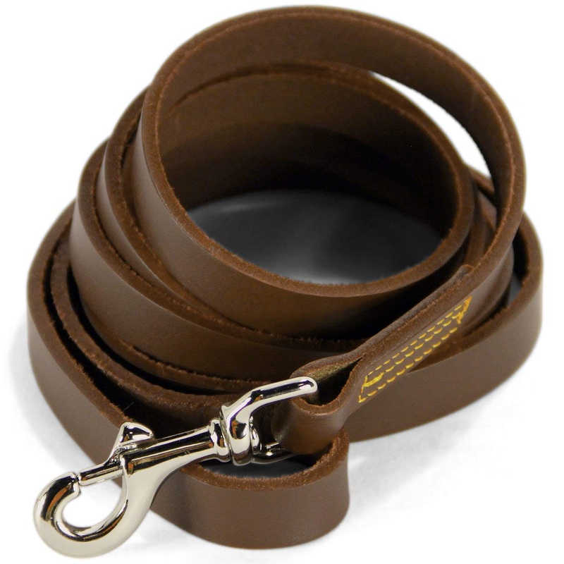 Logical Leather Dog Training Leash – Full Grain Leather Lead for Large Dogs 6 Foot Brown