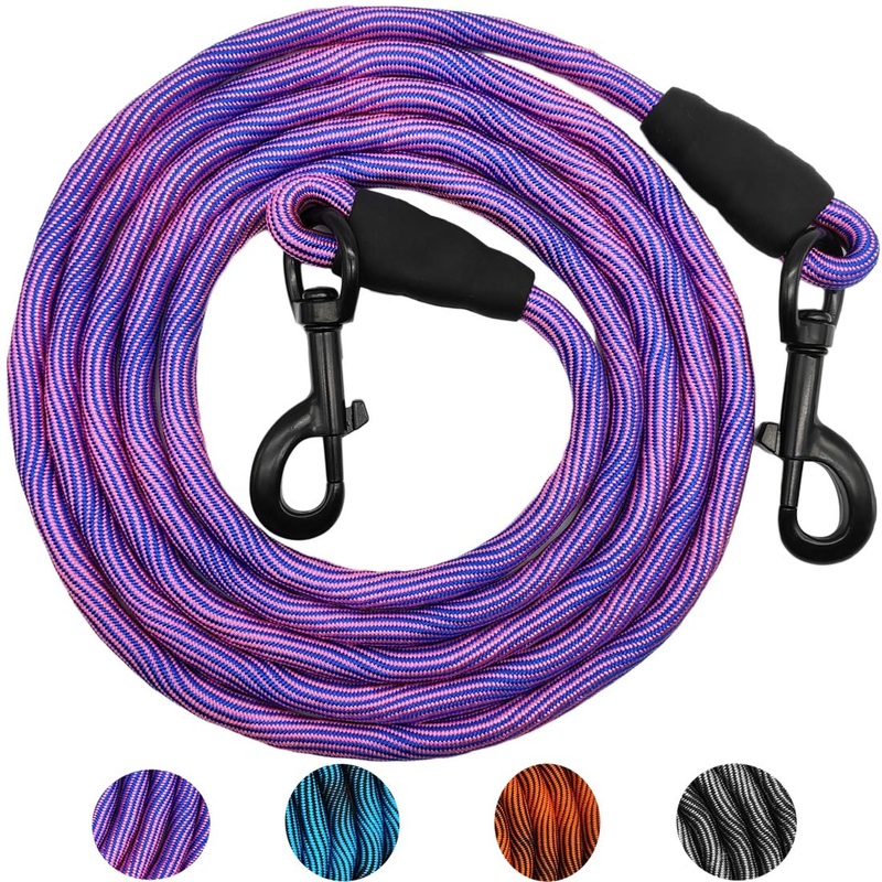 MayPaw 8FT/10FT Dog Tie Out/Check Cord, Heavy Duty Nylon Rope Training Leash, 3/8-Inch Thick Dog Tether for Strong Small Medium Large Dogs Indoor or Outdoor Walking, Camping, Hiking, Playing 3/8 in x 10ft pink blue