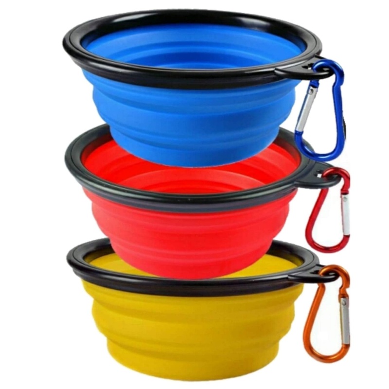 Mr. Peanut’s Collapsible Dog Bowls, Set of 3 Colors, Dishwasher Safe BPA Free Food Grade Silicone Portable Pet Bowls, Foldable Travel Bowls for Feed & Water on Journeys, Hiking, Kennels & Camping