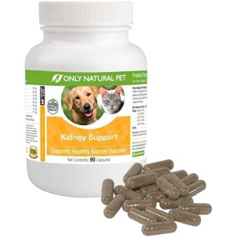 ONLY NATURAL PET Kidney Support Supplement | Supports Urinary Tract & Bladder Health w/Cranberry Extract | Incontinence Prevention (Capsules May be Opened and Contents Mixed w/Food) – 90 Capsules