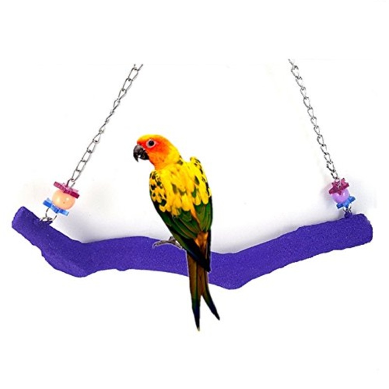 Petall Bird Parrot Swing Perch Cage Hanging Toy Scrub Wood Stand for Conures,Parakeets Cockatiels,Macaws,Finches,Love Birds S-7.9″in