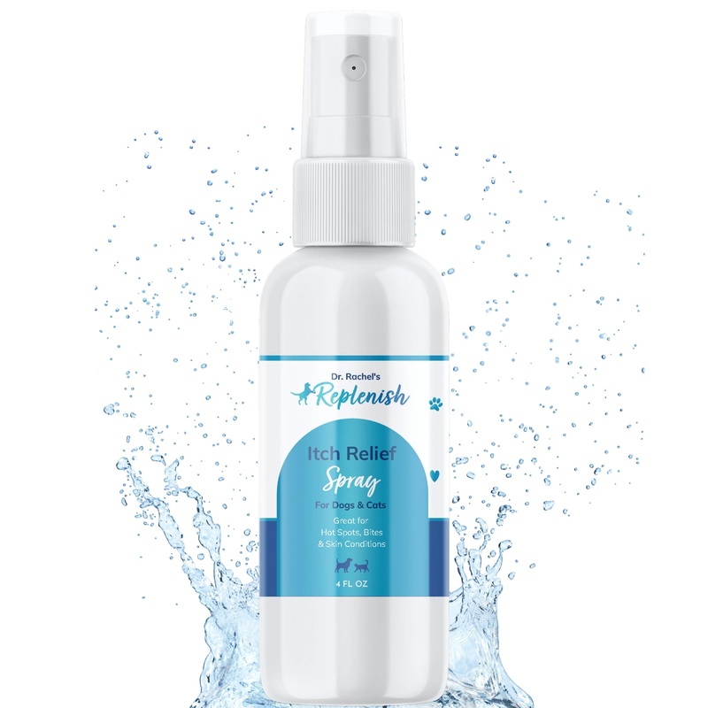 Replenish Dog Hot Spot Spray for Pets – Dr. Rachel’s Hydrocortisone and Pramoxine Formula for Dog Hot Spot Remedy, Insect Bites, and Skin Conditions in Dogs, Cats, and Horses – 4 oz