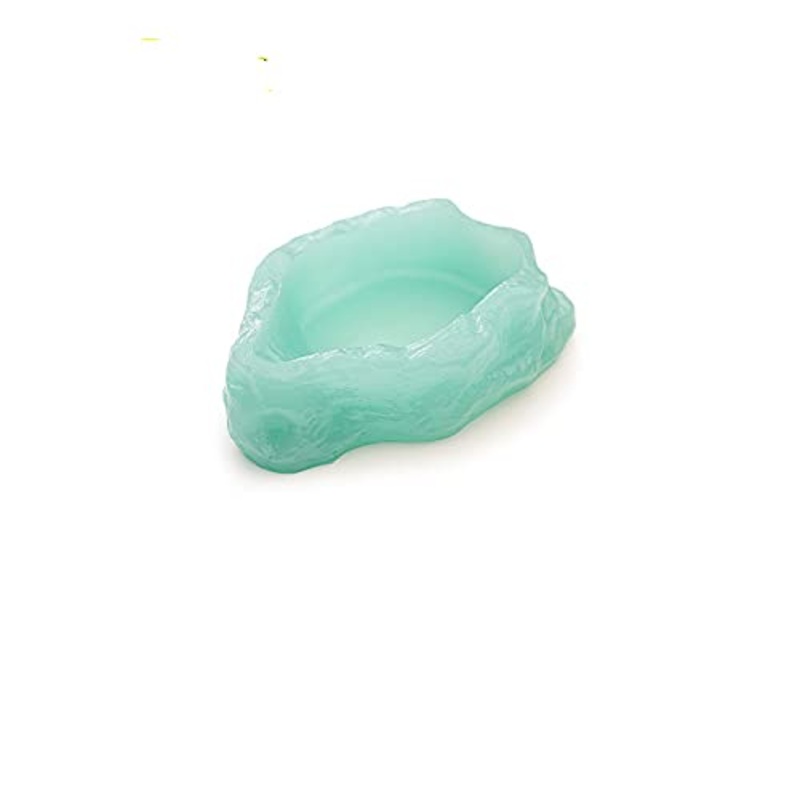 RunXF Luminous Reptile Water Dish Glow in Dark Food Bowl with Ramp Leopard Gecko Bearded Dragon Amphibians Accessories for Reptile Tank Terrarium Feeding Medium