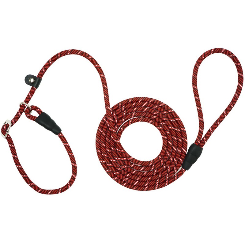 YUCFOREN 10FT / 20FT Long Slip Lead Dog Leash, 3/8″ Thick Nylon Reflective Rope Anti-Choke Training Lead for Medium Large Dogs 10FT * 3/8″ Red