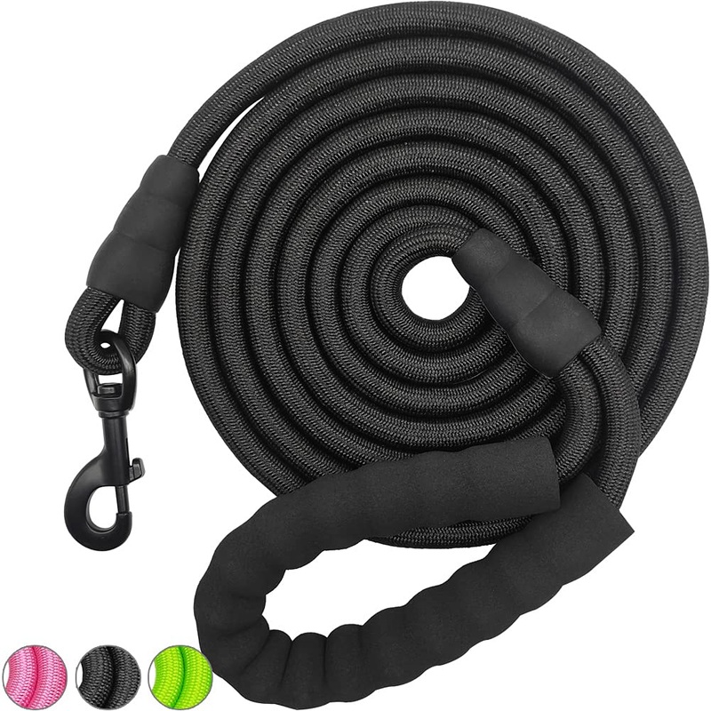 YUCFOREN 6FT/10FT Climbing Rope Leash for Dogs with Comfortable Padded Handle Classic Dog Leash for Medium Large Dogs 6x 1/2″ Black