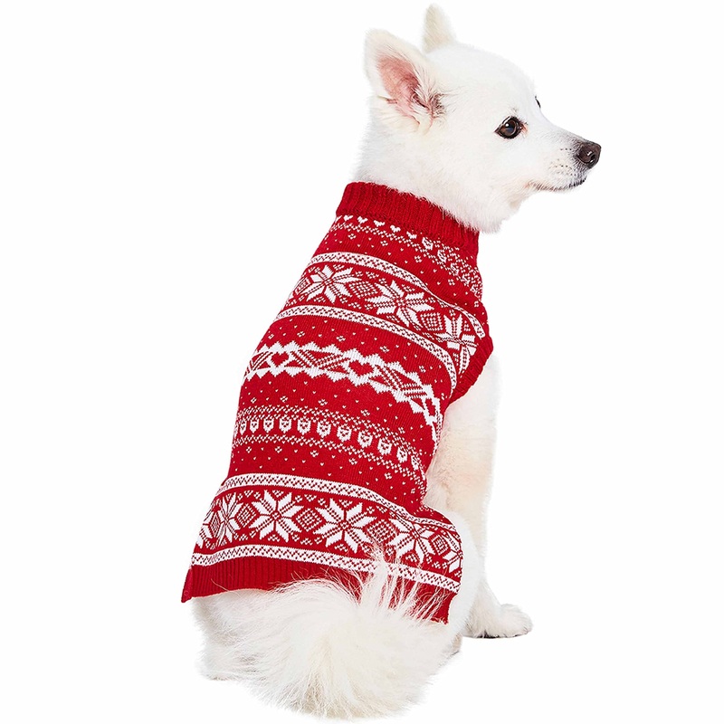 Blueberry Pet 8 Patterns Vintage Holiday Dog Sweaters 12 inch (Pack of 1) A Design: Dog – True Red