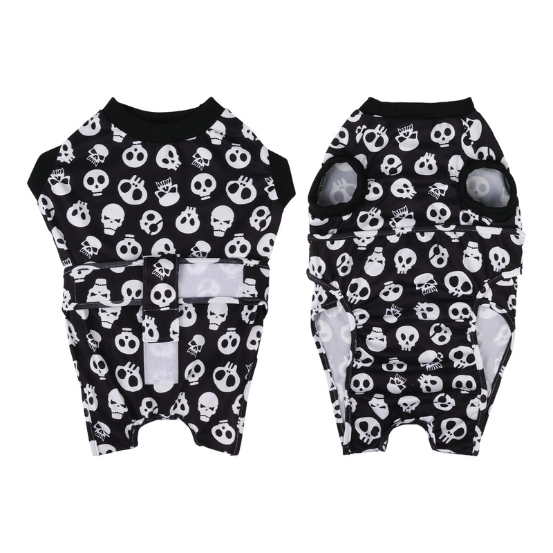 CuteBone Dog Surgery Recovery Suit Cat Surgical Onesie Female Body Suits Male Prevent Pet from Licking Wounds Medium Skull