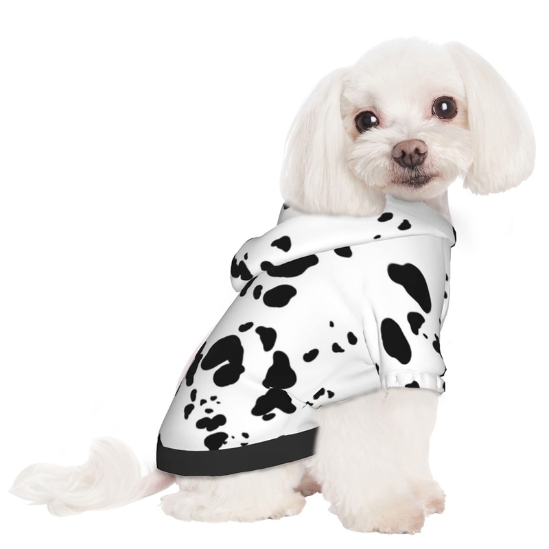 Dalmatian Print Dogs Hoodie Puppy Pullover Sweaters Pets Clothes for Puppys Only for Small Dogs or Cats Large (5.6-8.5 bls) White