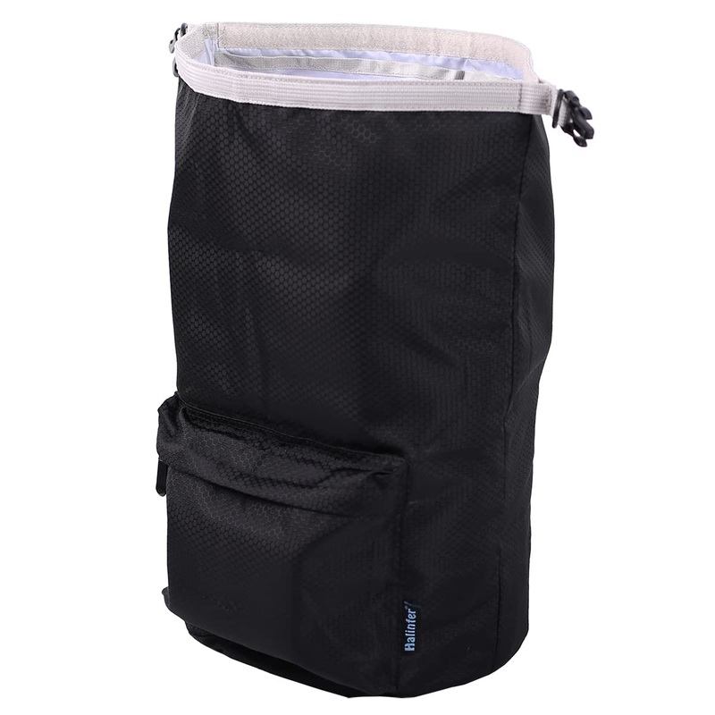 Dog Food Travel Carrier Bag, Kibble Carrier 42 Cups 10L with Storage Front Pocket and Shoulder Strap for Travel, Hiking and Camping Black