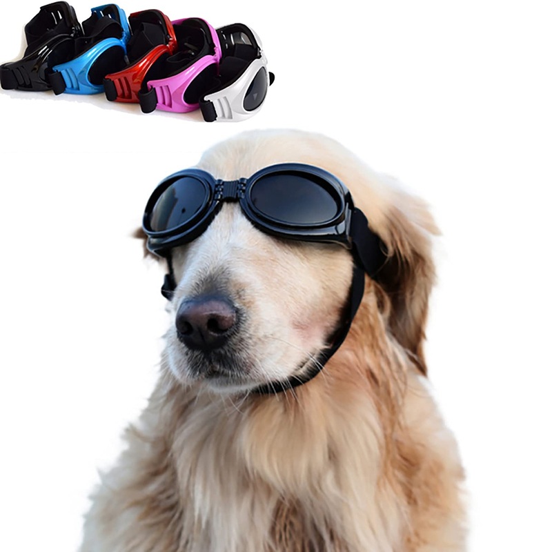 Dog Goggles Adjustable Strap Dog UV Sunglasses Eyewear Protection Waterproof Windproof Protection Dog Sunglasses for Small Dogs Cats Adorable Stylish Elastic Puppy Goggles Red