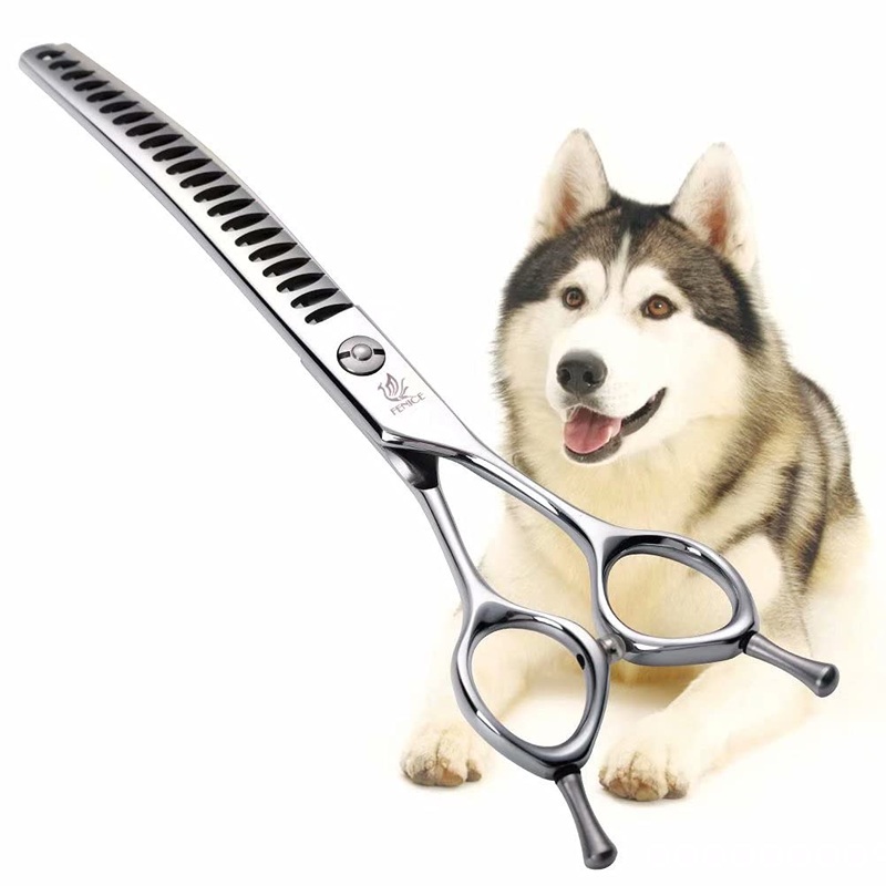 Fenice Peak Dog Grooming Shears Curved Chunker Scissors for Dogs and Cats Face Body Trimming Shears 440C 7” fishbone teeth 7”