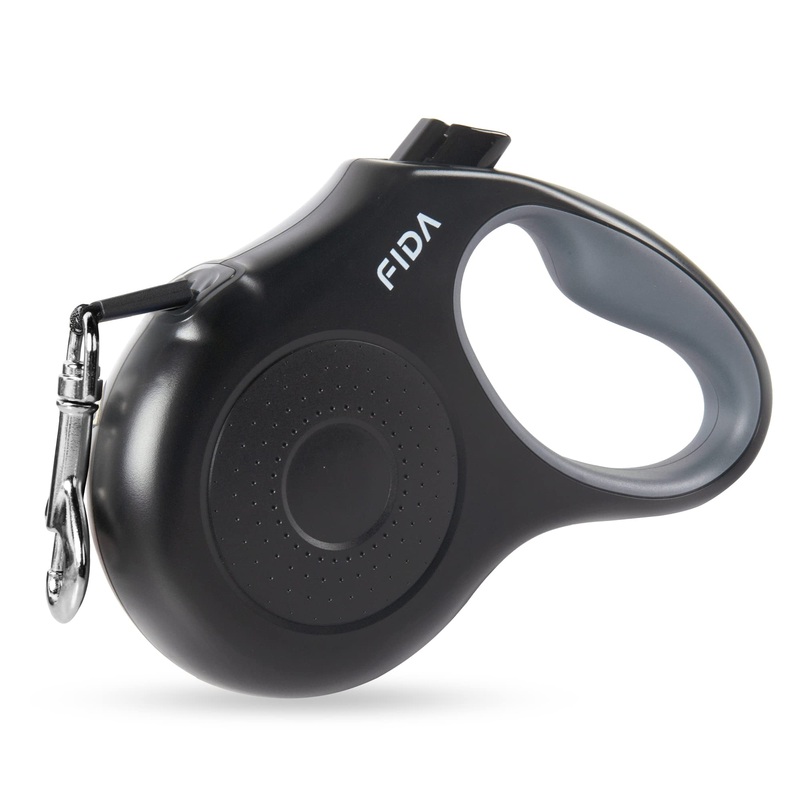 Fida Retractable Dog Leash, 10ft/16ft Heavy Duty Pet Walking Leash for X-Small/Small/Medium/Large Dog or Cat up to 110 lbs, Tangle Free. One-Hand Brake, Dots S Black