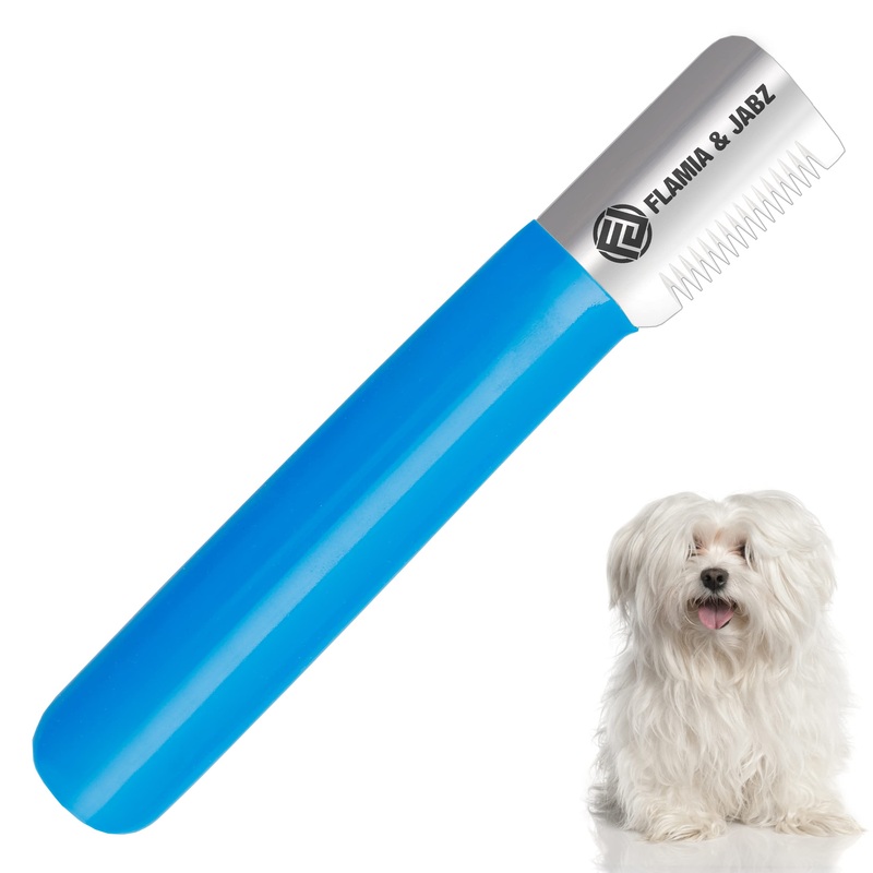 FLAMIA & JABZ Stripping Knife for Dogs, Right Handed, Stainless Steel with Plastic Grip (Medium) Medium