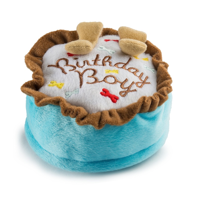 Haute Diggity Dog Yip Yip Hooray Collection | Unique Squeaky Parody Plush Dog Toys  Celebrate with Pupcakes! Large Blue Birthday Cake