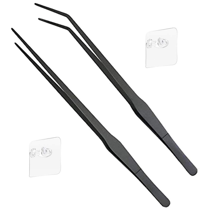 INITIAL LEAF Aquarium Long Tweezers 15 inch Reptile Fish Feeding Tongs Stainless Steel Straight Curved Tweezer Long Handled Gardening Bonsai Tool Tank Aquatic Plant Saltwater Kit