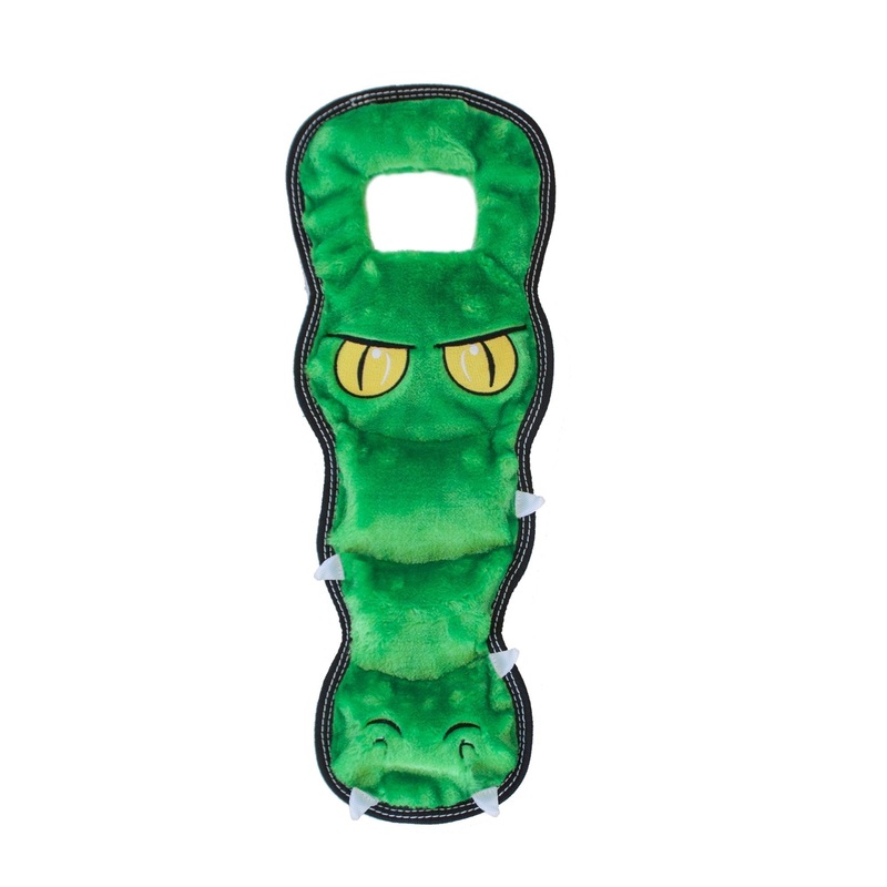Invincibles Tough Seamz Durable Squeaky Tough Tug-o-War Plush Dog Toy by Outward Hound, X-Large, Crocodile