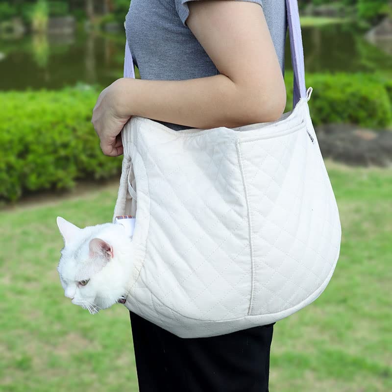JEROSHE Cat Carrier Small Dog Sling Carriers Hands Free Soft Reversible Pet Travel Bag Cozy Pouch and Tote Bag for Pets, Cats, Small Dogs Puppy Backpack for Outdoor Travel White