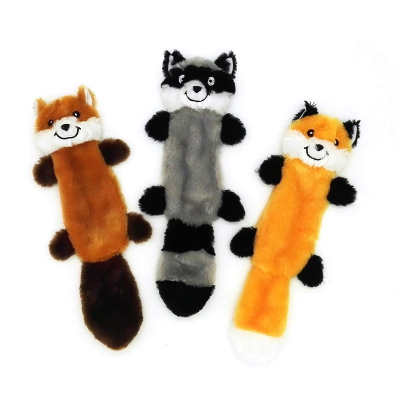 JoyToy Dog Squeaky Toy – 3 Pack Dog Toys – No Stuffing Squeaky Plush Dog Toy for Small Dogs Raccoon,Fox,Squirrel-A