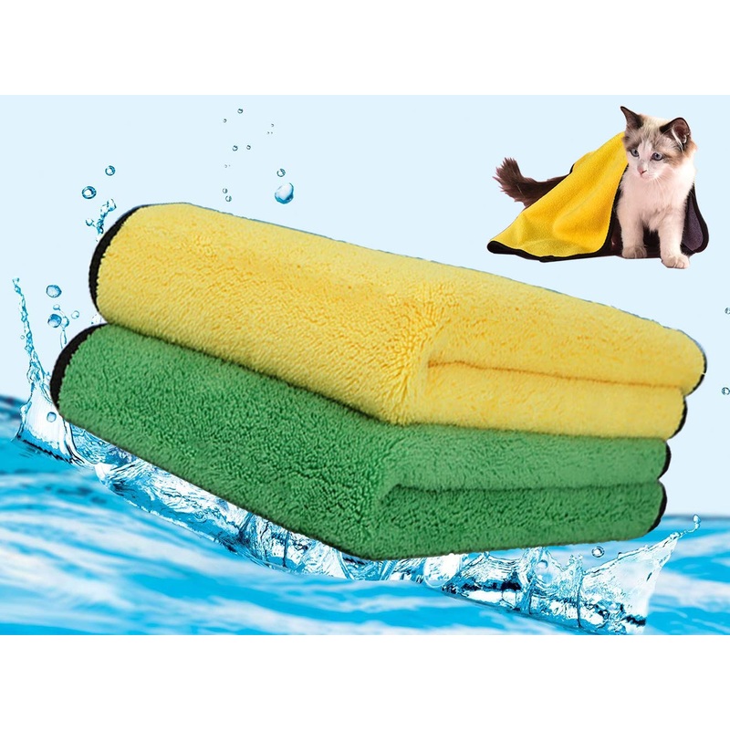 Kwispel 2 Pack Dog Towels Super Absorbent Pet Bath Towel Microfiber Dog Drying Towel for Small Medium Large Dogs and Cats, Machine Washable 2 x Small