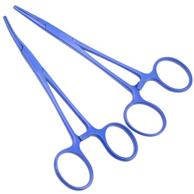 LILYS PET Pet Stainless Steel Hemostat Hemostatic Forcep,Pet Ear Hair Pull Forcep Bend head+Straight head(Blue) 14cm