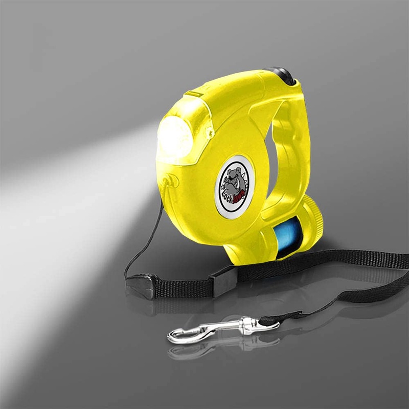 Lock Jaws Medium Retractable Leash with Led Light Yellow