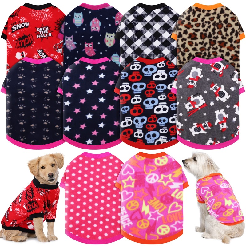 Pedgot 10 Pieces Fleece Sweater Dog Sweaters Tiny Puppy Clothes Winter Chihuahua Clothes for Small Dog Girl Chihuahua Yorkies Pets Pup Dog Cat Classic Patterns Large