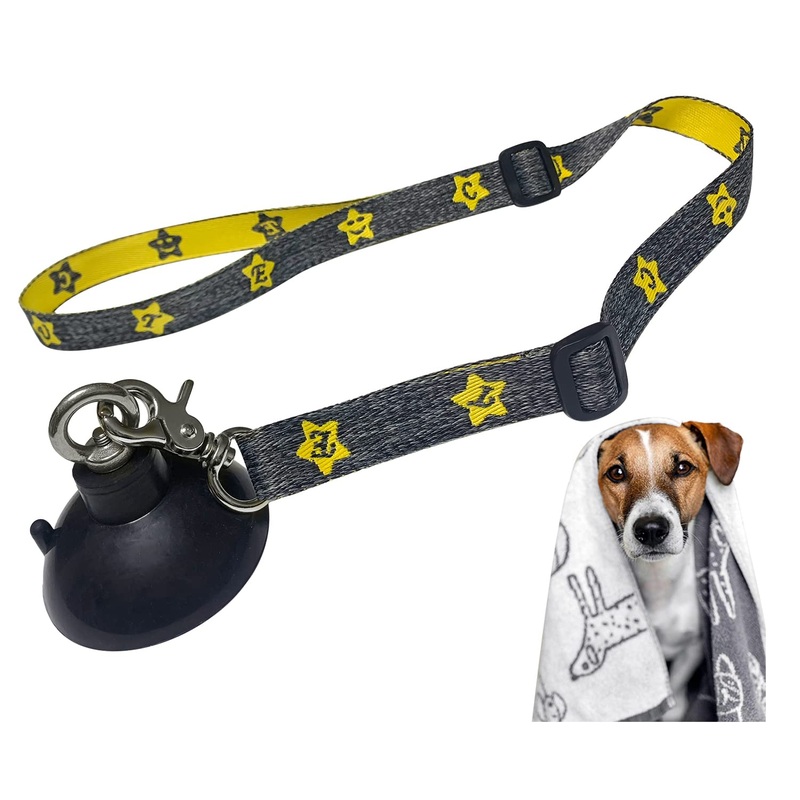 Periflowin Dog Bathing Tether Straps with Suction Cup for Pet Shower and Grooming -Strength Suction Cup for Attaching Dog Bathing Restraints to Grooming Tub Walls Star pattern