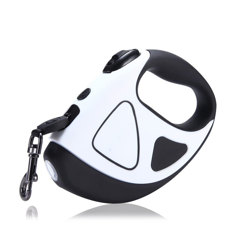Retractable Dog Leash with Flashlight extendable Dog Leash 360Tangle-Free 5M/16ft for Night Walking, Running,Traning for Samll Medium Large Dogs up to 110lbs(50KG) L White