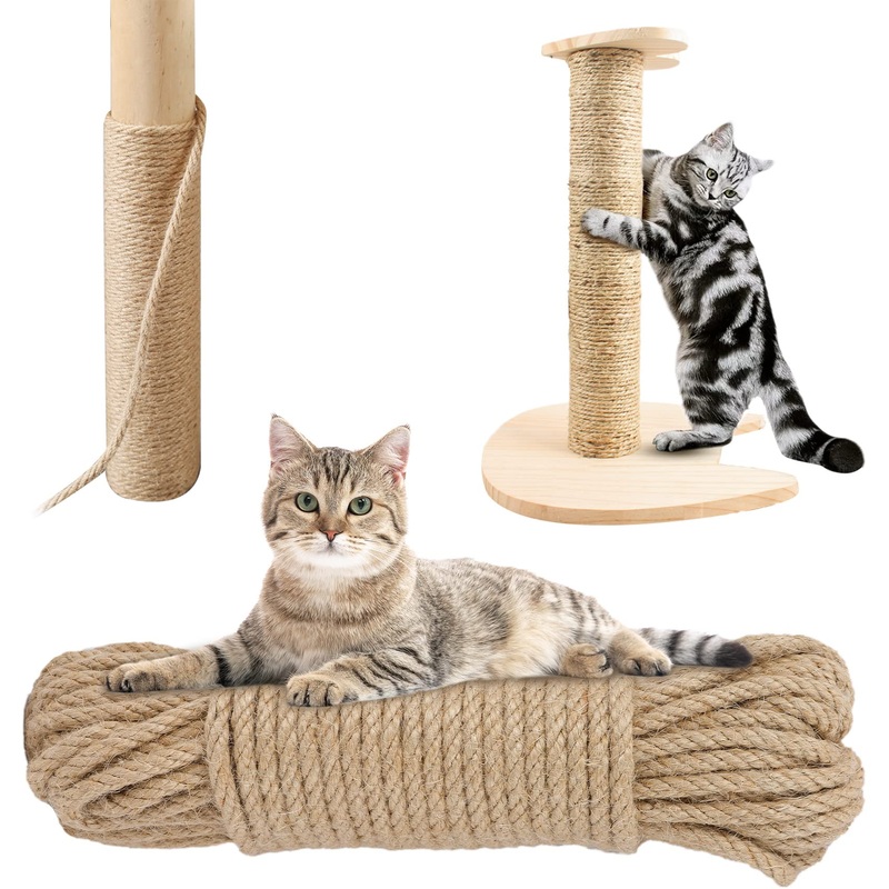 Rope for Cat Scratching Post – BARPOT Natural Hemp Rope for Scratching Post Tree Replacement, 1/4 inch Hemp Rope for Cat Tree and Tower (50FT)