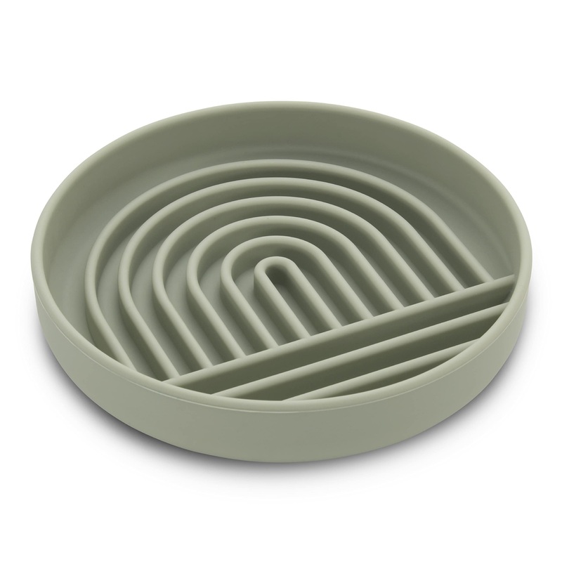 Slow Feeder Dog Bowl: The Slowdown Bowl is A Modern, Silicone Puzzle Bowl & Lick Mat. Slow Eating, Stop Gulping, Take It Easy. Dishwasher Safe. Sage Green