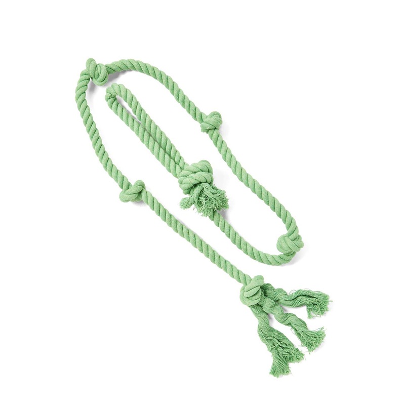 Tumbo Tough Tug Rope Dog Toy – (5 ft Long Strong and Durable Rope Pull Toy with Handle) TUG of WAR Dog Toy Green