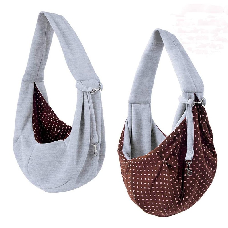 Tumenque Dog Cat Sling Carrier-Hands Free Reversible Pet Papoose Bag Soft Breathable Cotton Pouch and Tote Outdoor Travel Bag Carrying Puppy/Small Dogs/Cats with a Colorful Dog Rope Ball Gray