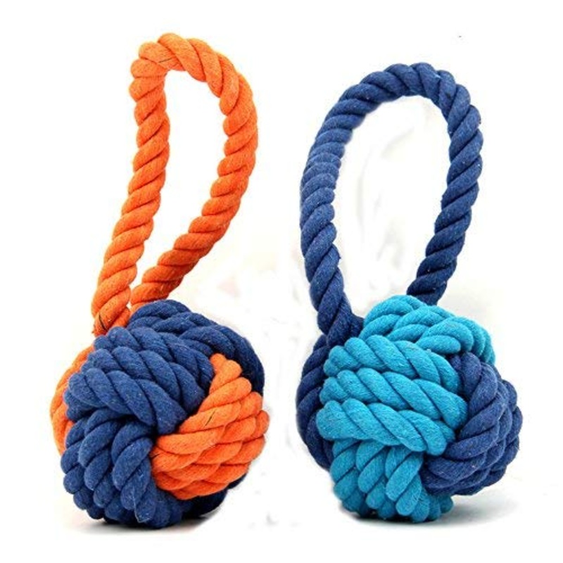 XPangle Dog Ball Toy,Dog Interactive Rope Chew Toys Durable Teeth Cleaning Throw and Tug War Plays for Medium to Large Breeds and Puppies (one pcs) Orange