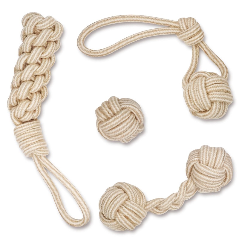 YINOR Dog Chew Toys-Puppy Tug Toys-Natural Cotton Rope-Pets Teething Interactive Knots for Small Medium Dog Mutt (Set of 4)