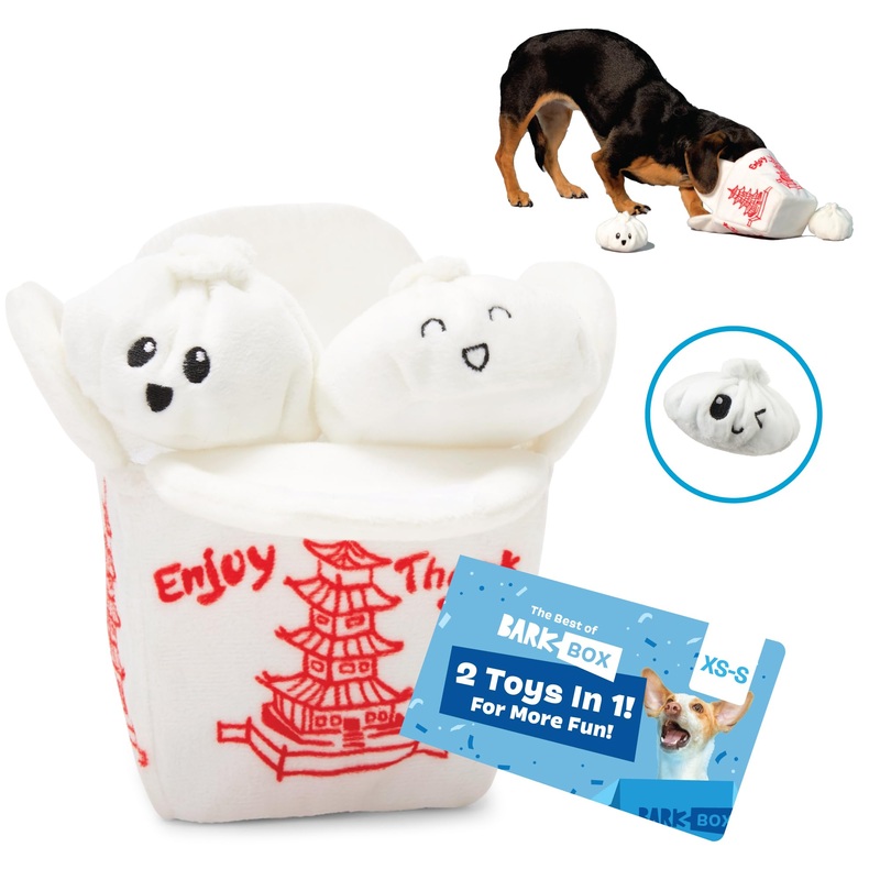 BARK Dog Toy 2 in 1 Interactive – Plush Exterior Material & Squeaker, Tearable Dog Toy with Squeaky Ball Inside, Ideal for Toy Destroyers | Andi’s Dumpling, Small