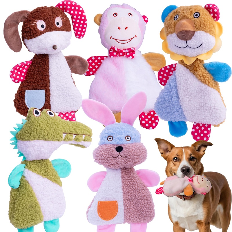 Big 5 Pack Dog Squeaky Toy for Keep Them Busy,Multipack Stuffed Crinkle Puppy Dog Toys Bundle,Chewing Dog Toys for Teething,Suitable for Small,Medium,and Large Dogs Breed