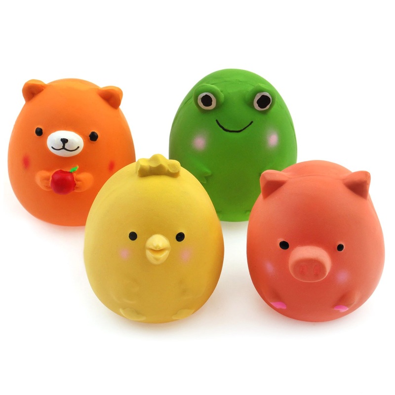 CHIWAVA 4PCS 2.4” Squeak Latex Puppy Toy Funny Animal Sets Pet Interactive Play for Small Dog Assorted Color