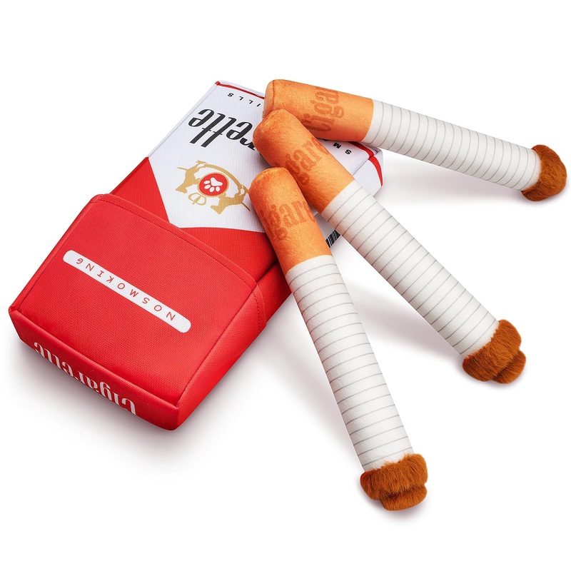 Cigarette Dog Toy Large, Plush Funny Dog Cigarette Toy 3 Packs Giggle Puff Stick Toys with Box, Interactive Squeaky Cigar Puppy Toys for Small to Medium Breed, Funny Puppies Gift Dog Accessories