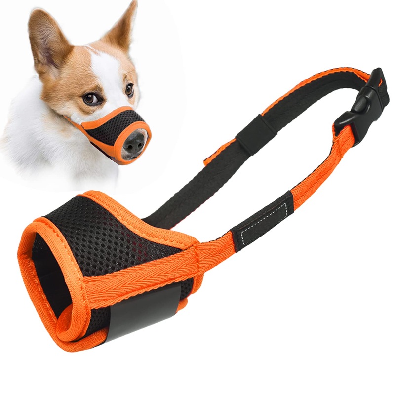 Dog Muzzle Anti Biting and Chewing, with Comfortable Mesh Soft Fabric and Adjustable Strap, Suitable for Small, Medium and Large Dogs