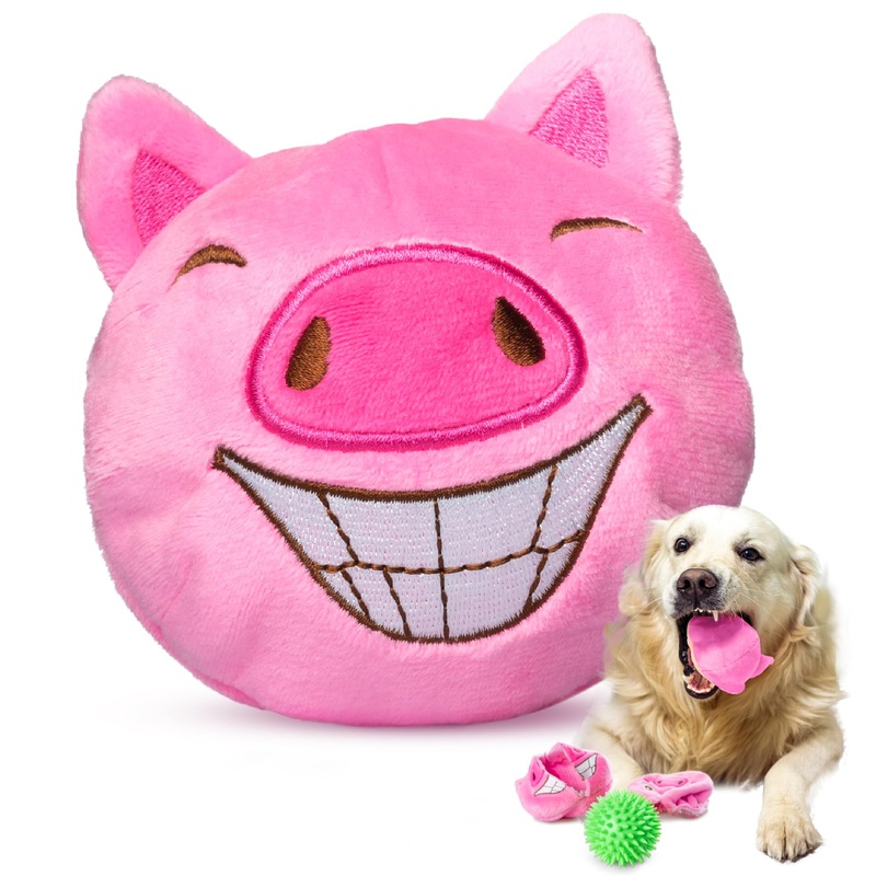 Dog Toys for Aggressive Chewers (3in1) – Squeaky and Interactive – for Medium Dogs, Large & Small Breeds – Puppy Teething Chew Toy – Juguetes Perros – Pink